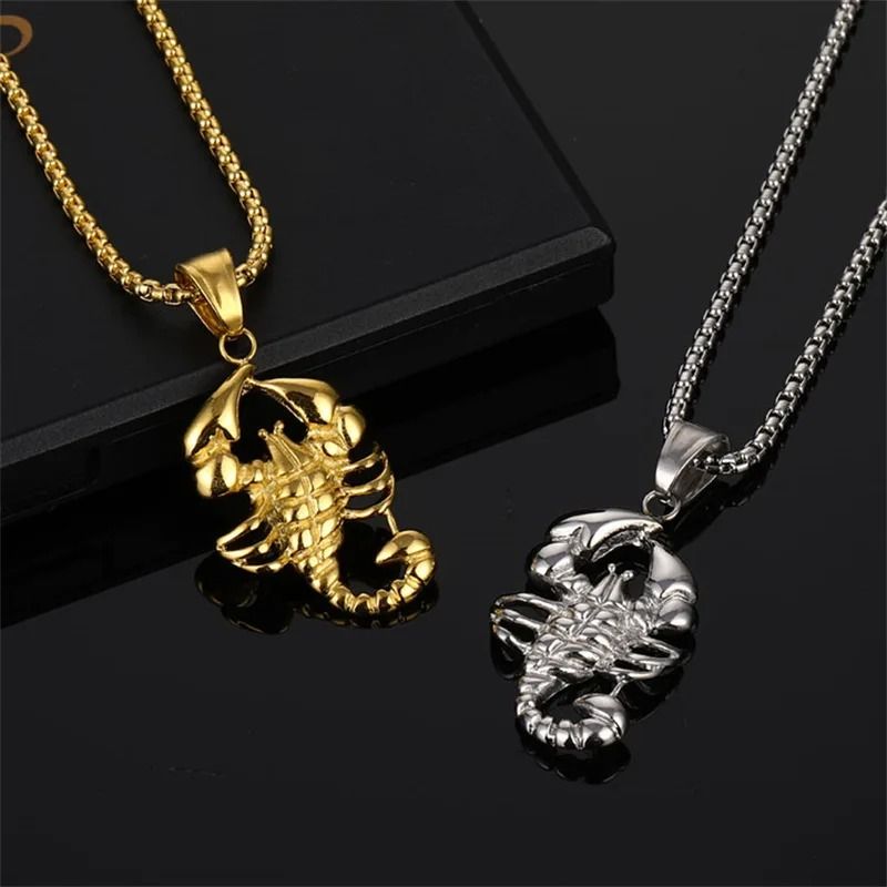 Mens Punk Scorpion Pendant Necklace for Street Style