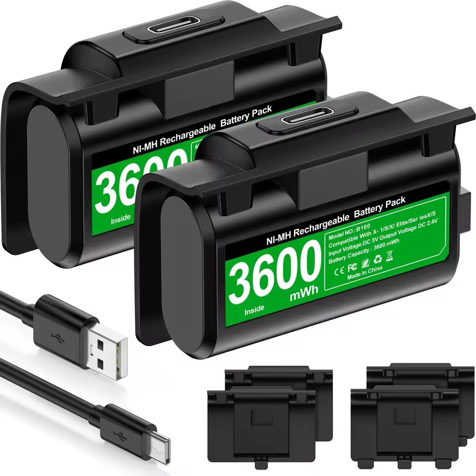 Rechargeable 2-Pack Battery Set with Charging Cable for Xbox Series X/S and Xbox One