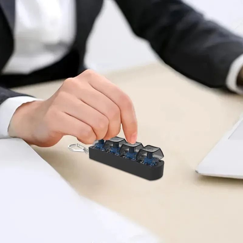 4-Key Mechanical Keyboard Fidget Keychain