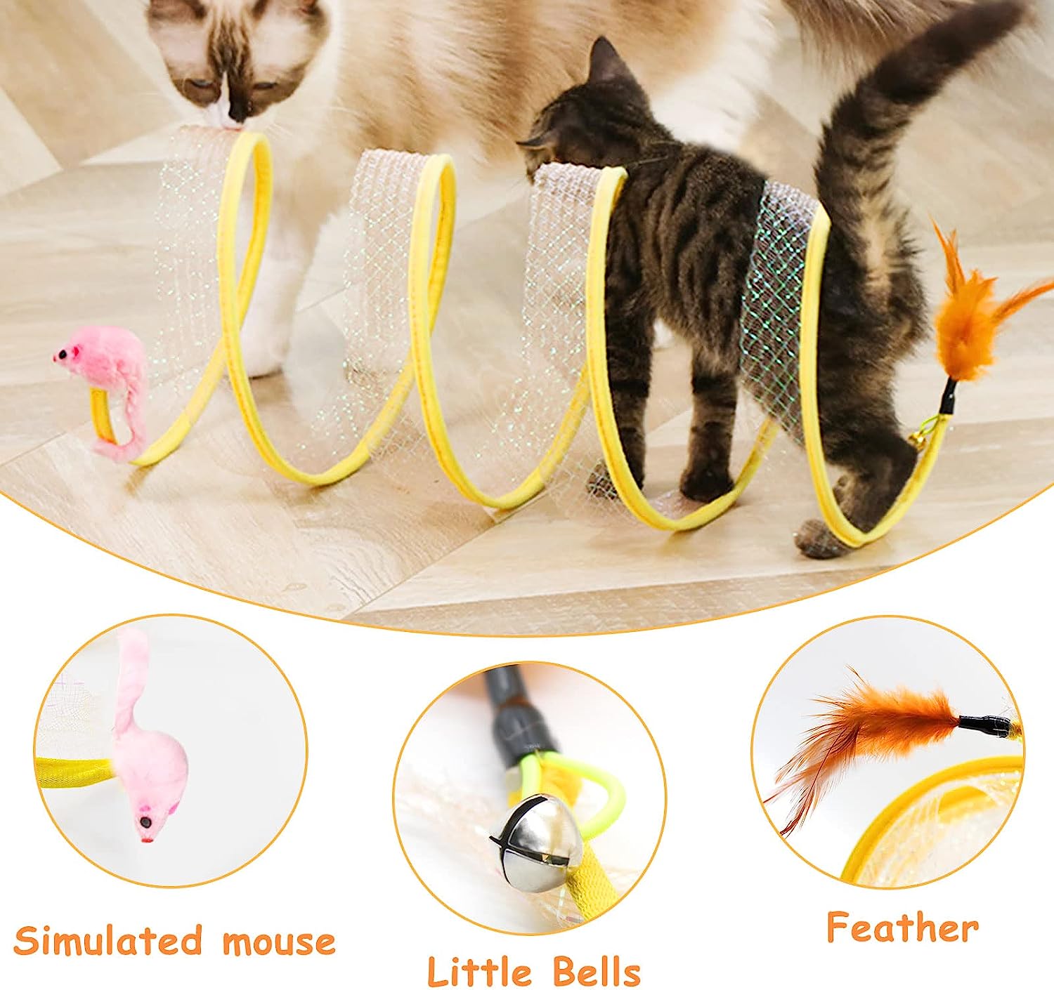 Folded S-Type Cat Tunnel with Balls and Crinkle - Interactive Outdoor Toy for Cats and Kittens