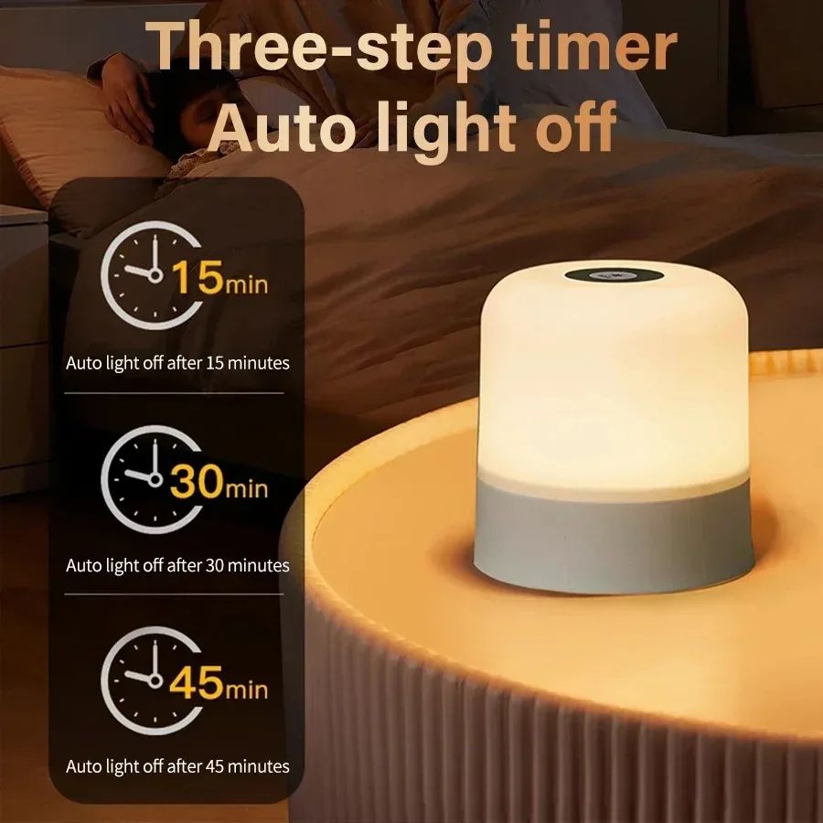 Rechargeable RGB Touch Night Light Table Lamp – Dimmable Bedside Lamp with Remote Control
