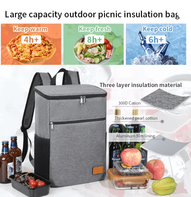 26L Insulated Cooler Backpack Leakproof Thermal Picnic Bag
