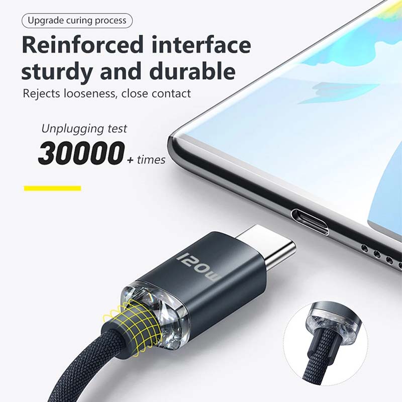 120W USB Type-C Fast Charging Cable, High-Speed Data Cord for iPhone 15 Pro Max, Samsung, Xiaomi, Huawei