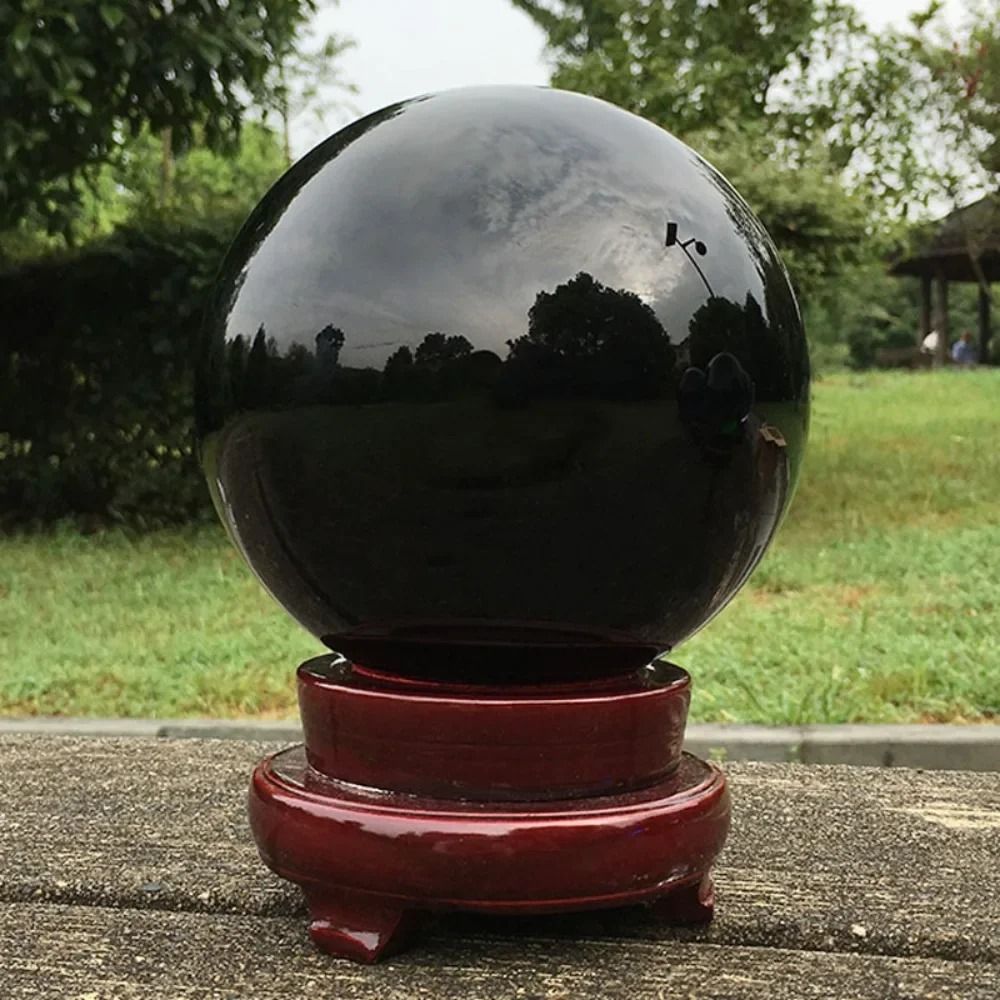 Artisan Black Tourmaline Sphere | Natural Rutile Quartz Orb | Executive Studio & Reiki Sanctuary Decor