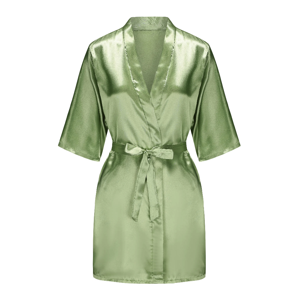 Silk Satin Wedding Bride Robe, Bridesmaid Floral Bathrobe, Short Kimono Night Robe, Fashion Dressing Gown for Women