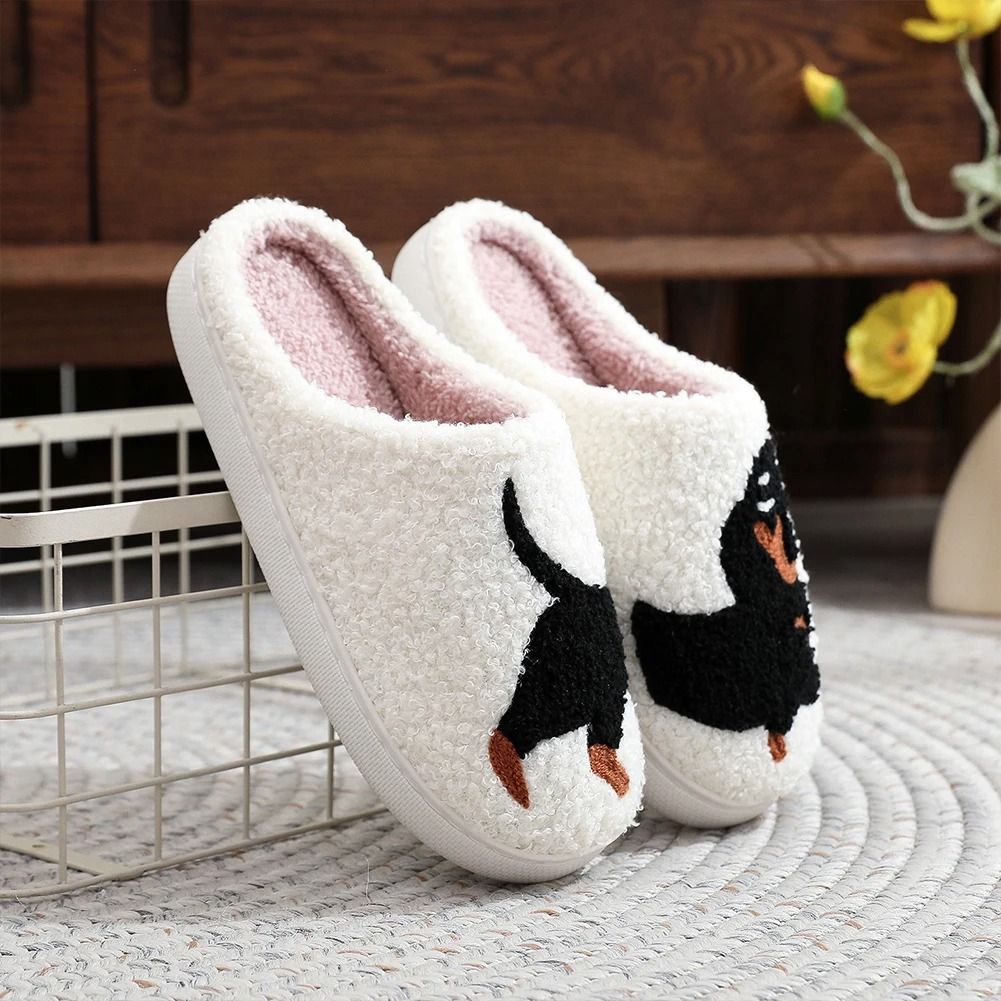 Fuzzy Dog Slippers Cute Warm Non Slip Indoor House Slippers