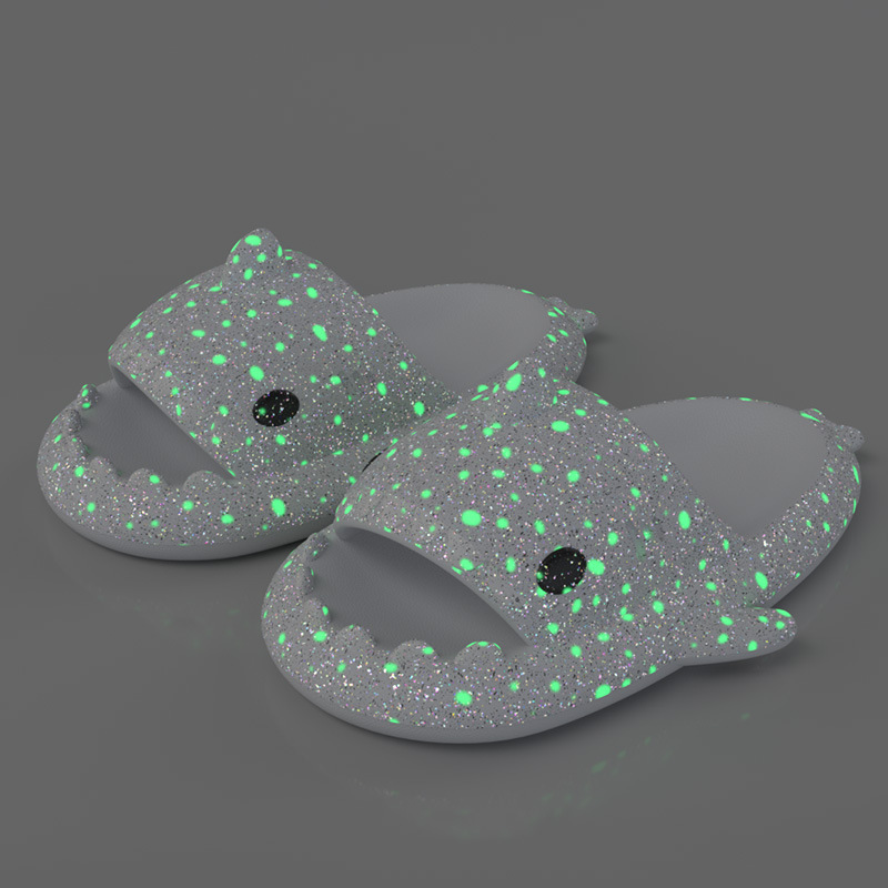 Men Luminous Christmas Shark Slippers, Pirate Milk Cow Sandals, Non-slip EVA Flip Flops, Adult Bathroom Shoes