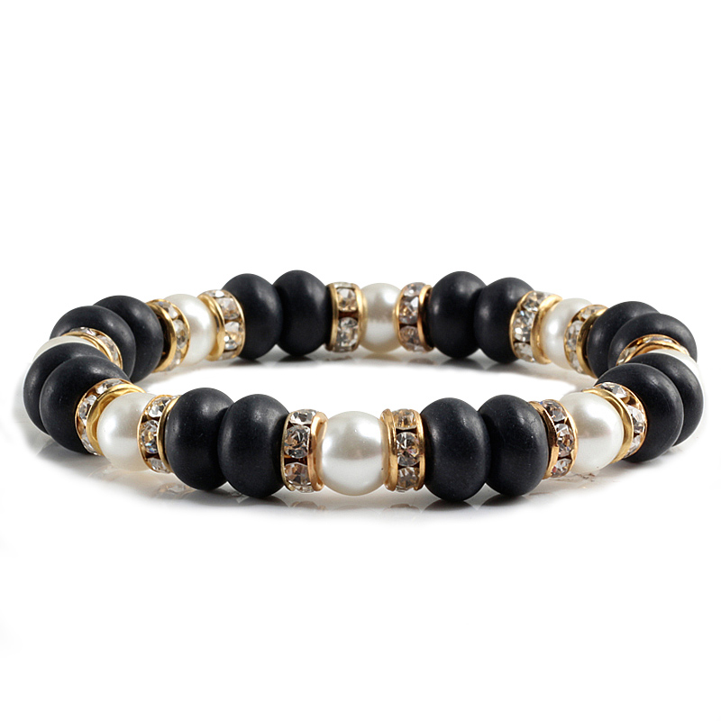 Natural Stone Beaded Circle Elastic Bracelets Bangles Charm Distance Bracelet Fashion Jewelry Men Women Couple Gift