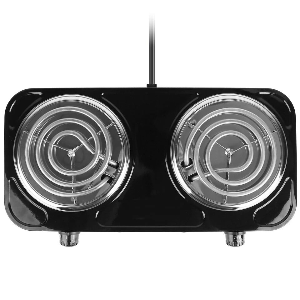 New Electric Double Burner Hot Plate Cooktop, Portable Heating Stove for Cooking, Camping