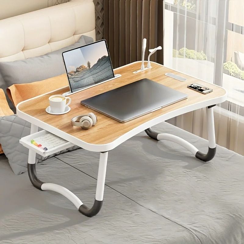 Portable Laptop Desk Foldable Table with USB Light and Cup Holder