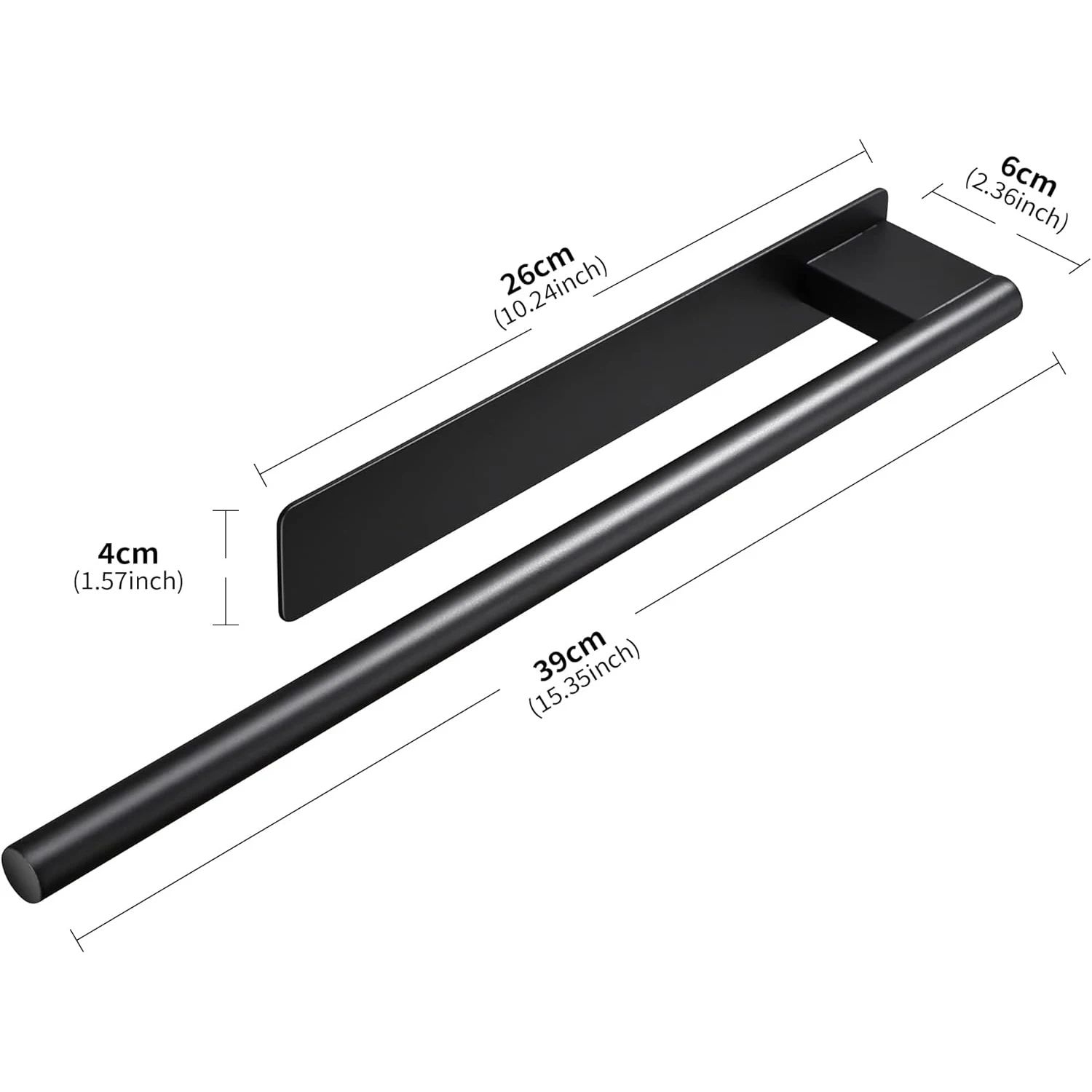 No-Drill Stainless Steel Double Adhesive Towel Rack Wall Mounted 15.4 in Bathroom & Kitchen Towel Bar