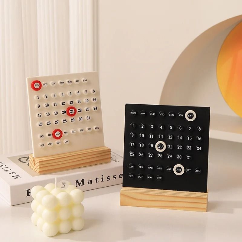 Modern Minimalist Perpetual Desk Calendar – Creative Reusable Desktop Decor