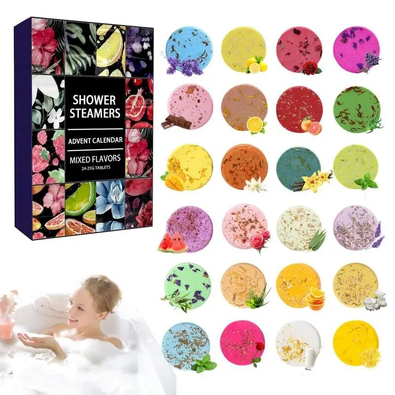 SerenityScents Shower Steamers Advent Calendar 24 Piece Aromatherapy Set