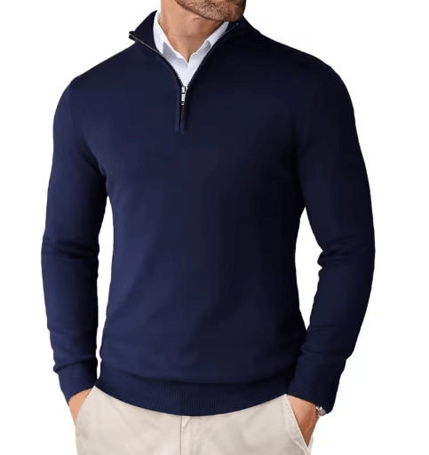 Mens Quarter Zip Knit Sweater Slim Fit Lightweight Mock Neck Pullover