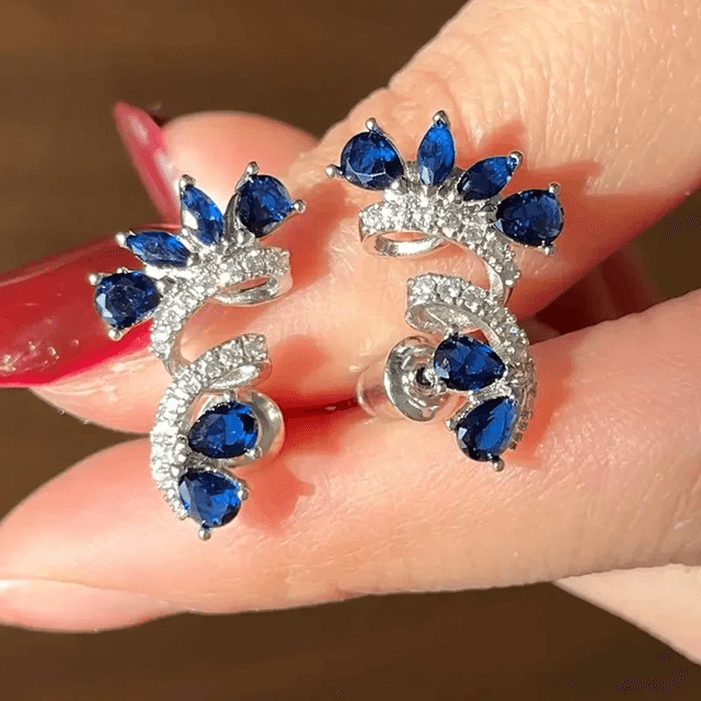 BlueBloom Zircon Flower Earrings