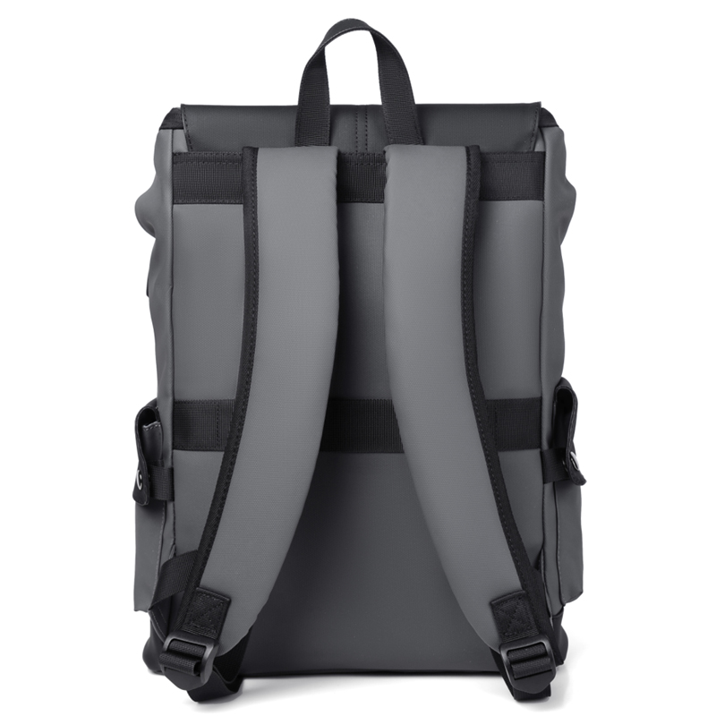Waterproof PU Leather Mens Laptop Backpack with USB Charging