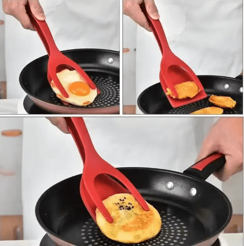 2-in-1 Egg Spatula Tongs – Pancake & Egg Flipping Tool