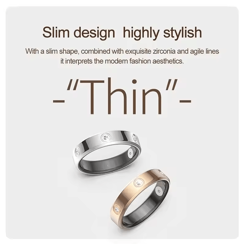 SlimSense HR01 Smart Health Ring – Ultra-Thin Waterproof Heart Rate & Stress Tracker