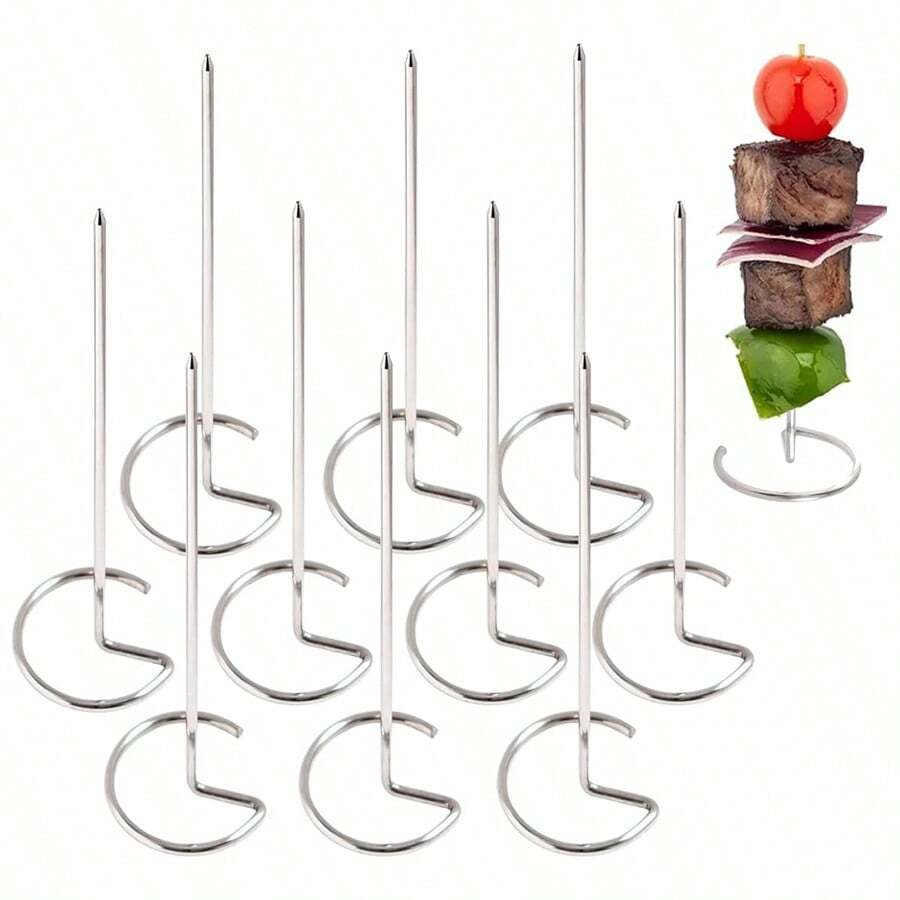 Reusable Stainless Steel Kabob Skewers BBQ Stick Grilling Kebab Tool