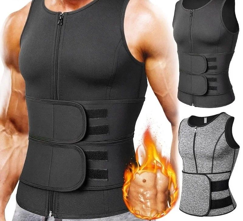 Men Body Shaper Compression Vest Sauna Sweat Slimming Workout Top