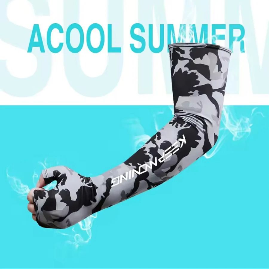 Summer Ice Silk Cooling Arm Sleeves – UV Sun Protection Camouflage Sports Cuffs