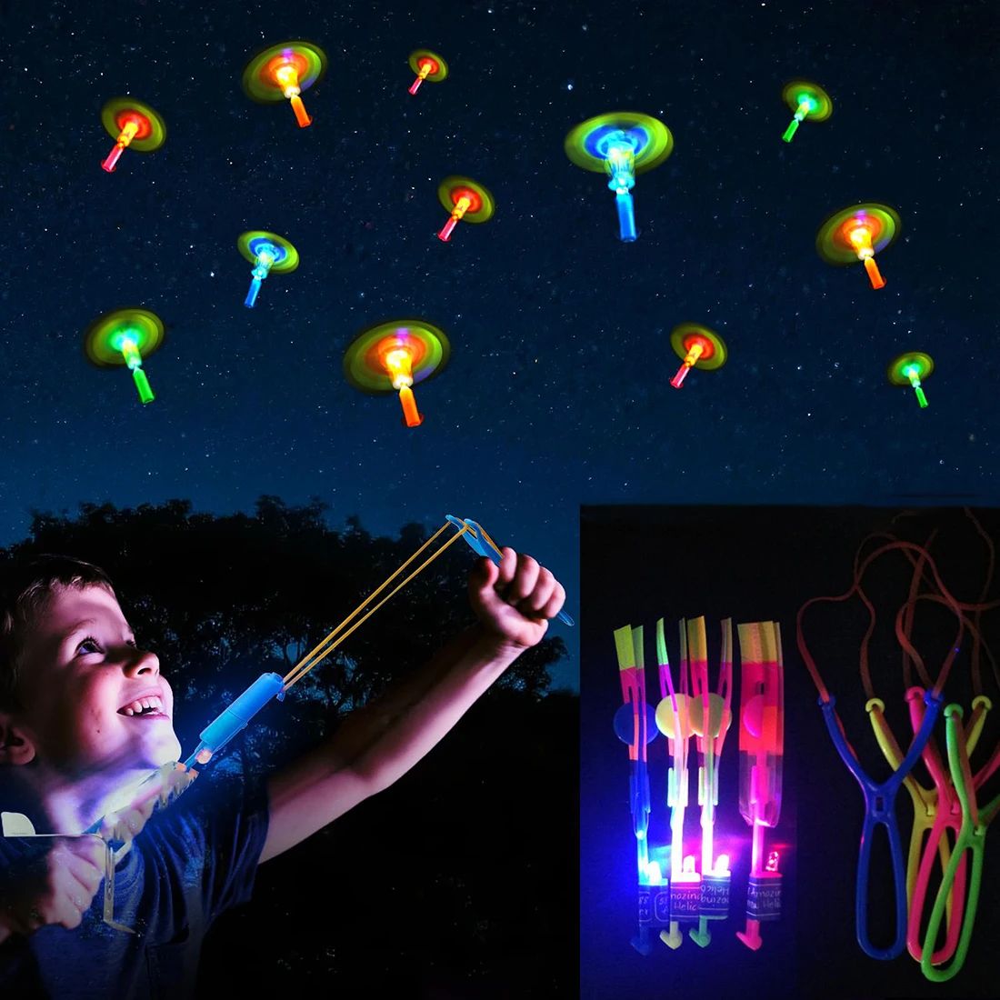 LED Flying Slingshot Toy Set
