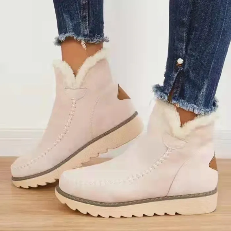 Women's Slip-On Platform Snow Boots, Stylish Winter Booties for Cold Weather