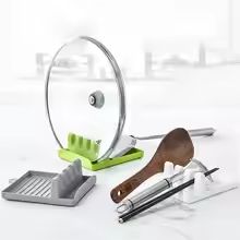 Multi-Function Kitchen Utensil Organizer Rack With Spoon Rest and Lid Holder