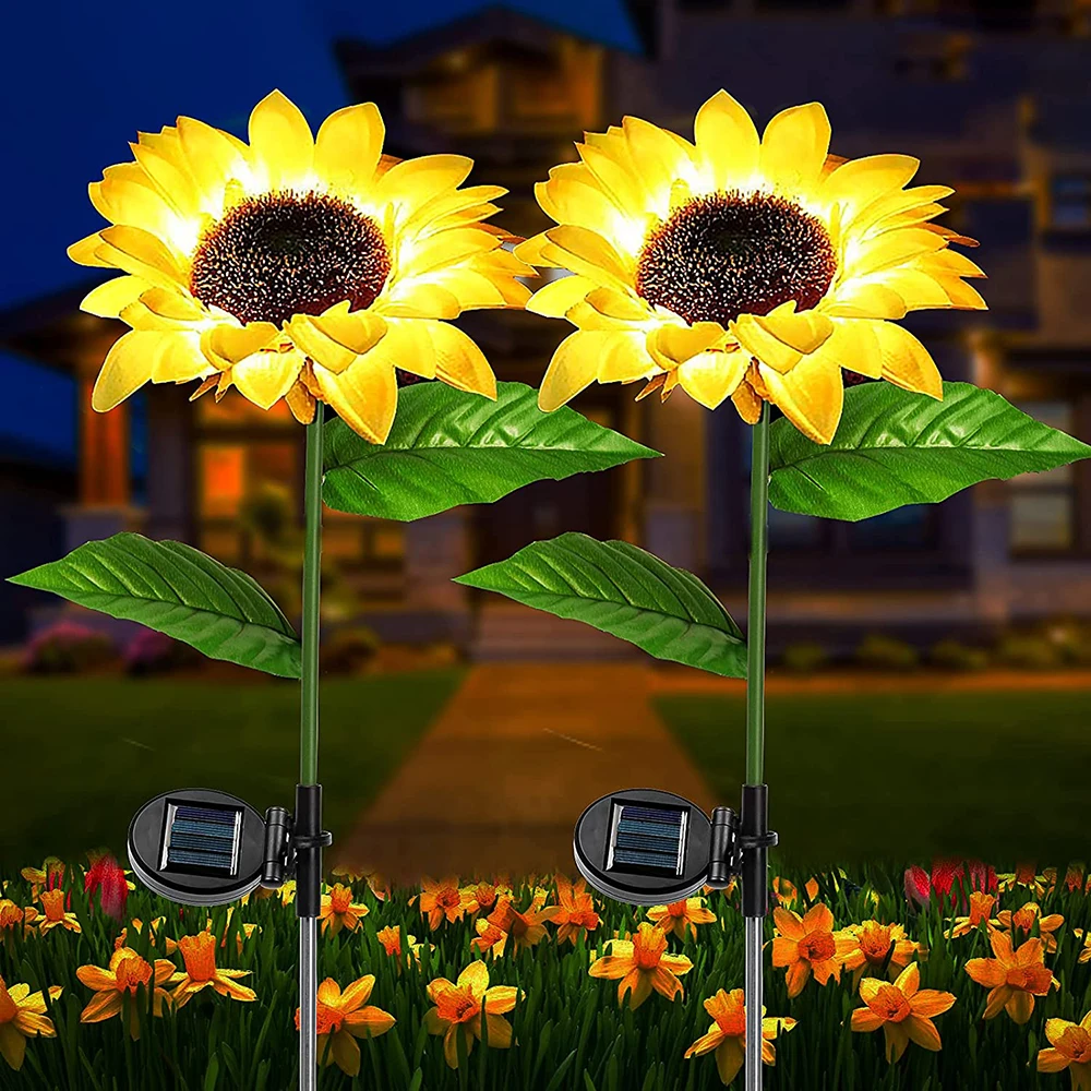 Outdoor Solar Sunflower LED Garden Lights Waterproof Smart Yard Decor for Weddings & Holidays