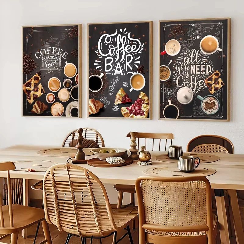 Nordic Coffee Wall Art Canvas Set – Minimalist Cafe & Kitchen Decor Prints