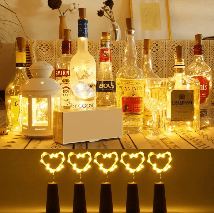2M LED Wine Bottle Cork Fairy Lights – Holiday Copper Wire String Lights for Christmas & Bar Decor