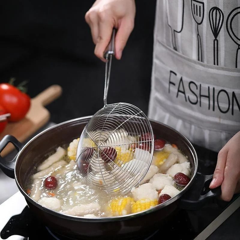 Stainless Steel Wire Mesh Skimmer Spoon Heat Resistant Frying Strainer Scoop