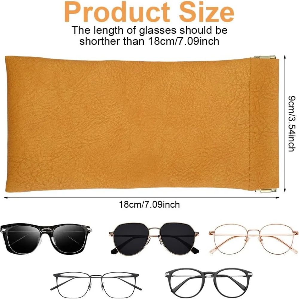 Soft PU Leather Glasses Pouch – Squeeze-Top Portable Eyeglass & Sunglasses Case (Unisex)