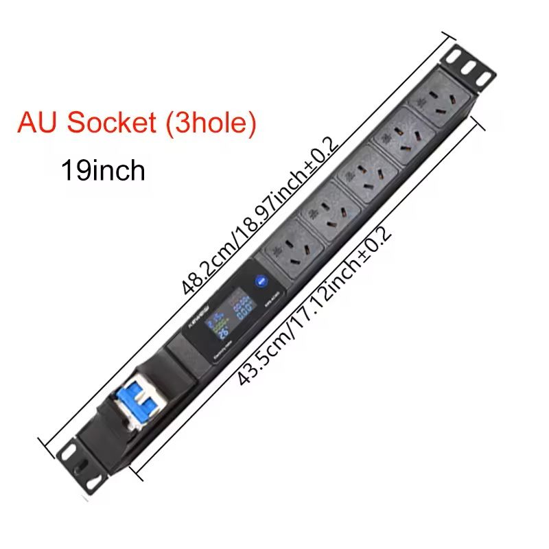 19 Inch Rack Mount PDU Power Strip with Voltmeter Ammeter Wattmeter – EU US UK Plug Options – 16A 32A 4000W 8000W