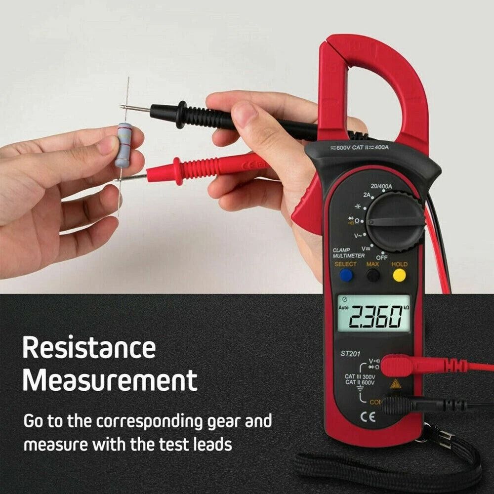 Digital Clamp Meter, Handheld True RMS Multimeter, AC Volt Amp, Ohm Cap Tester