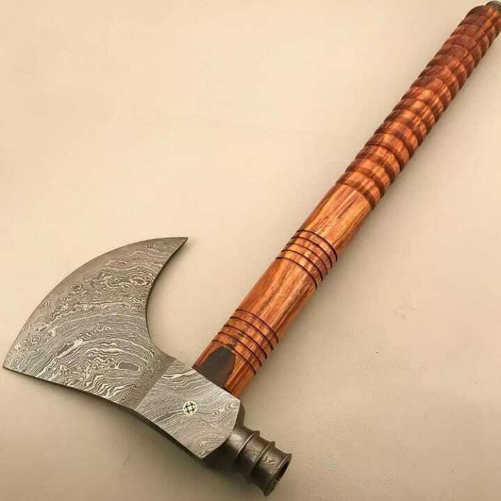 CUSTOM HAND FORGED DAMASCUS STEEL TOMAHAWK VIKING HATCHET AXE