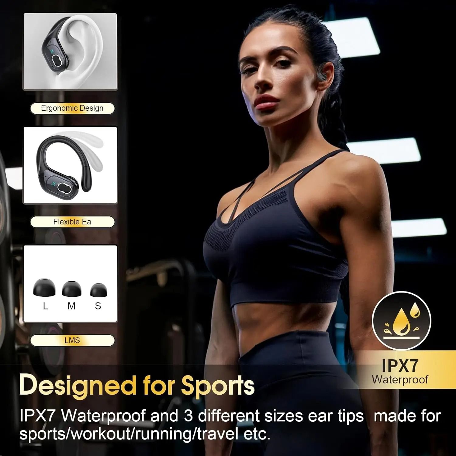 TWS Sports Bluetooth Earbuds LED Touch Headset
