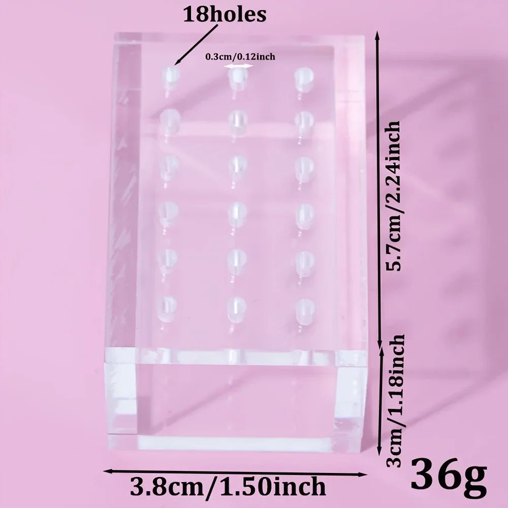 ProHold 18-Slot Nail Bit Organizer Box - nail drill bit holder for Salon & Home Use
