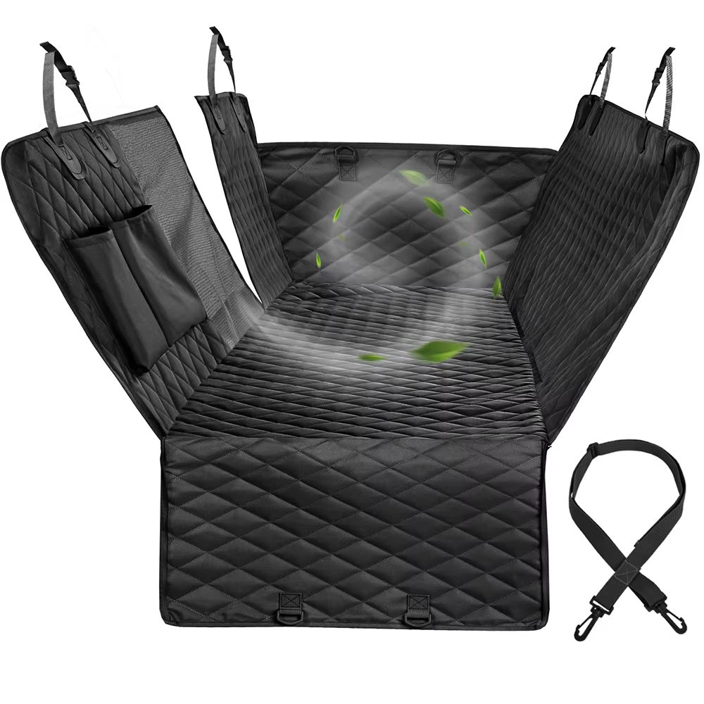 Waterproof Dog Car Hammock Back Seat Cover with Safety Belt for SUVs, Trucks, and Cars