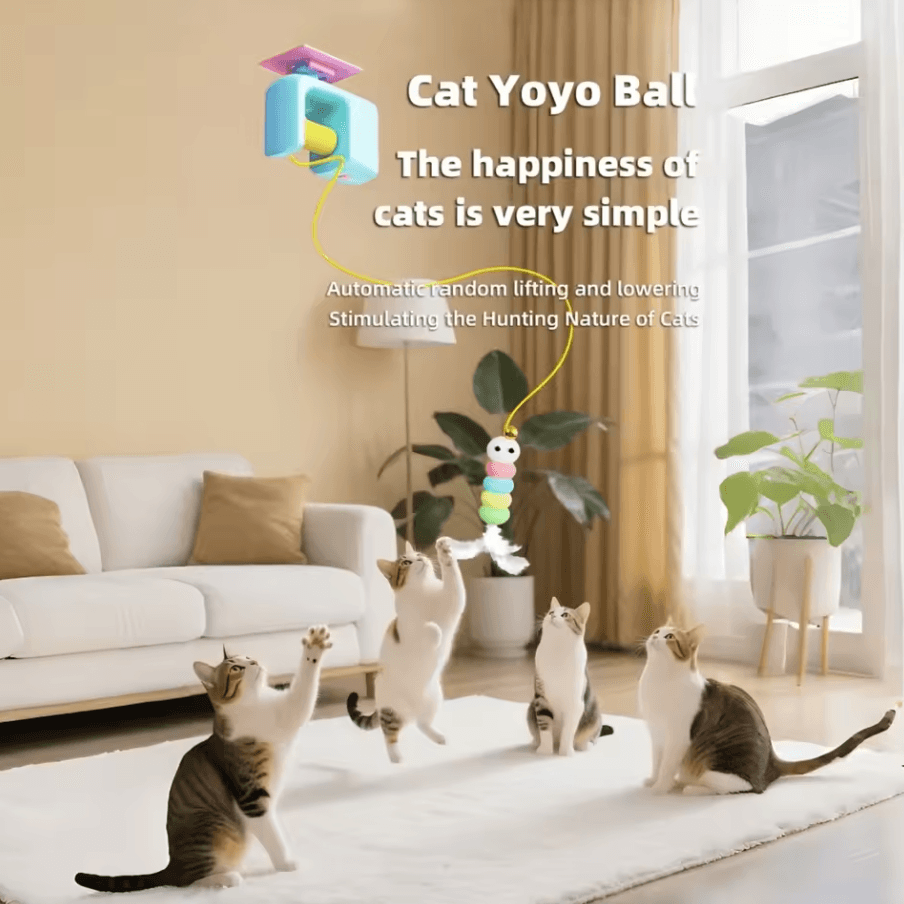 Electric Interactive Cat Teasing Stick Toy with Automatic Flying Bird and Elastic Rope