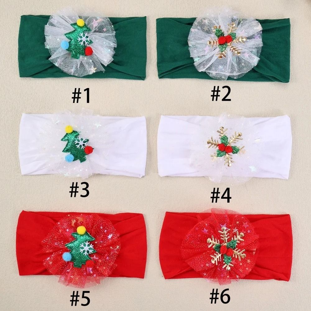 Baby Girls Nylon Christmas Headband Snowflake Tree Gauze Hairband