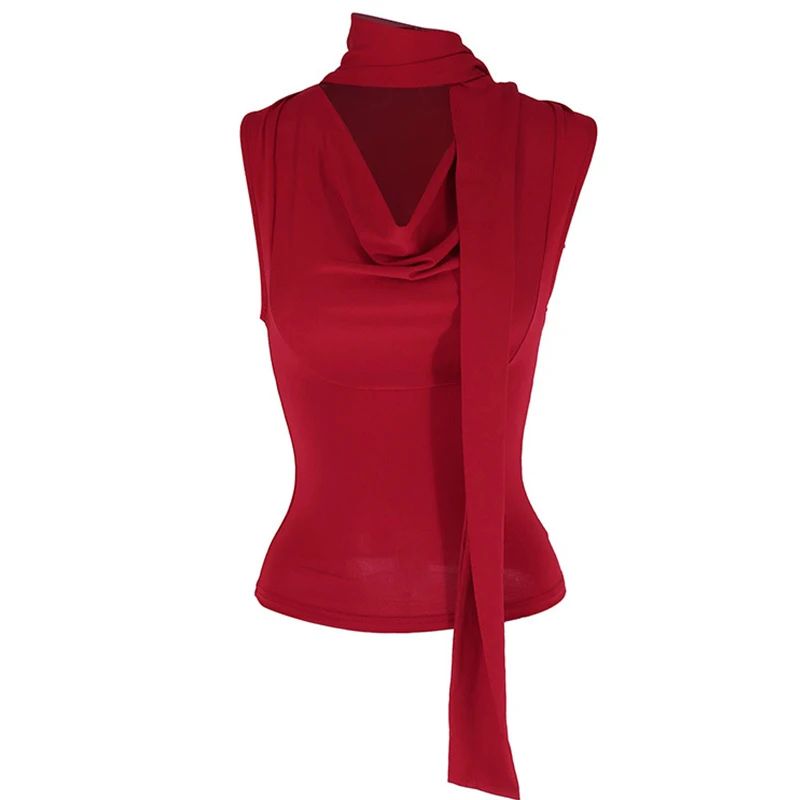 Womens V-Neck Bandage Slim Tank Top – Sexy Streetwear Knitted Crop