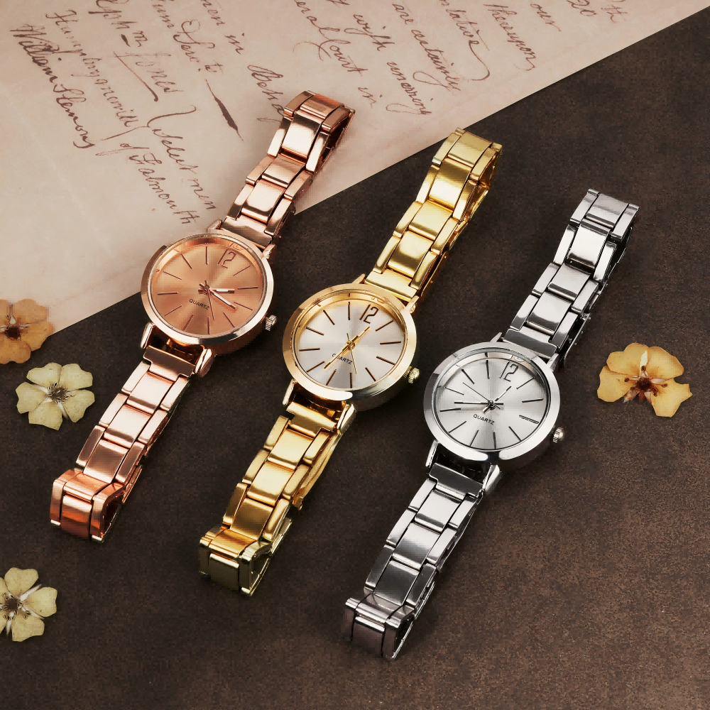 Fashion Gold Color Lightweight Bracelet Quartz Wristwatch Luxury Women Watches Simple Dial Hollow Strap for Ladies