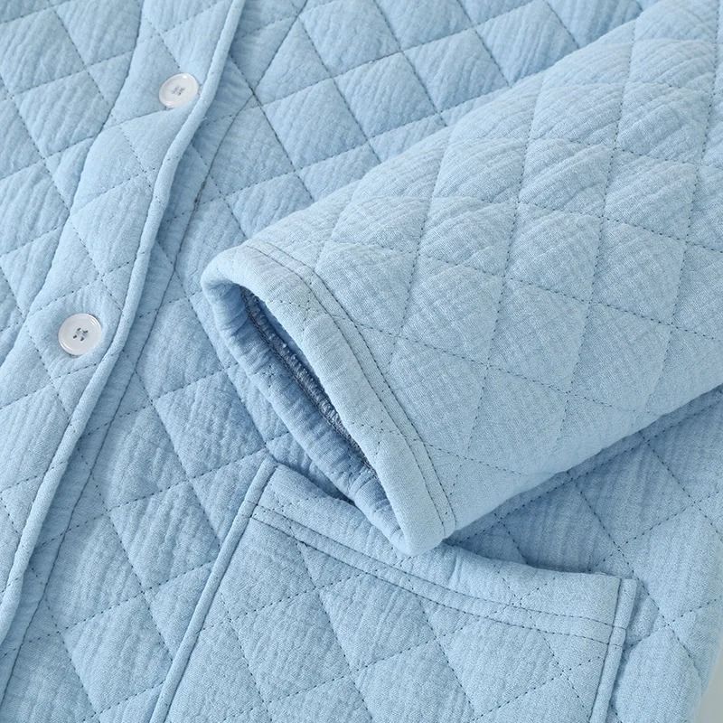 Winter Cotton Padded Dressing Gown Long Sleeve Warm Womens Home Robe