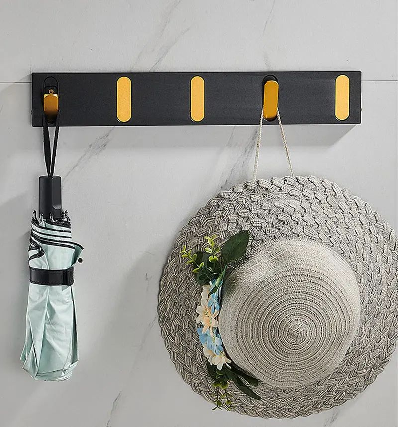 FlexHide Invisible Folding Wall Hooks – Space Aluminum Self-Closing Coat & Towel Hanger