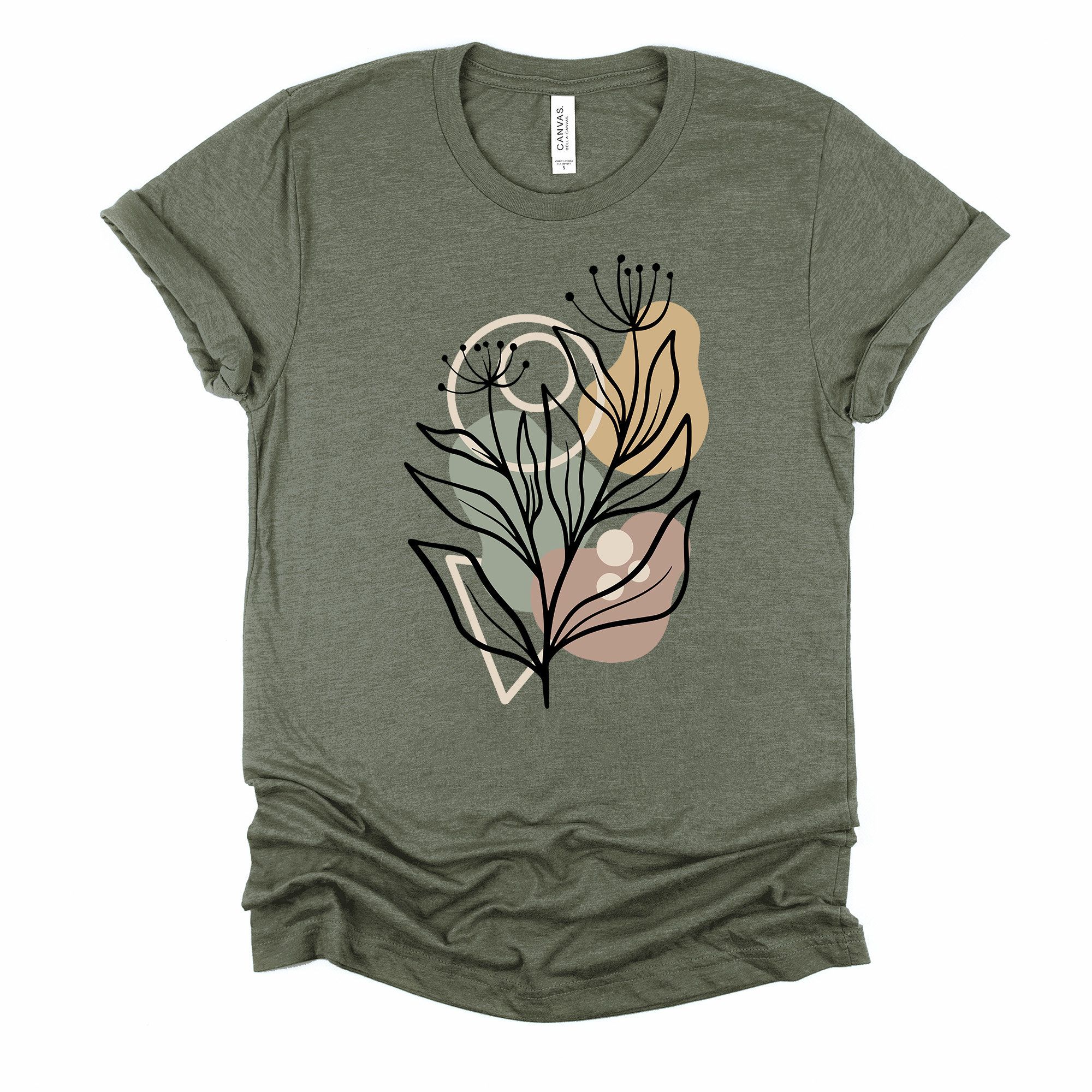 Abstract Floral Tee Modern Botanical Bella Canvas Shirt