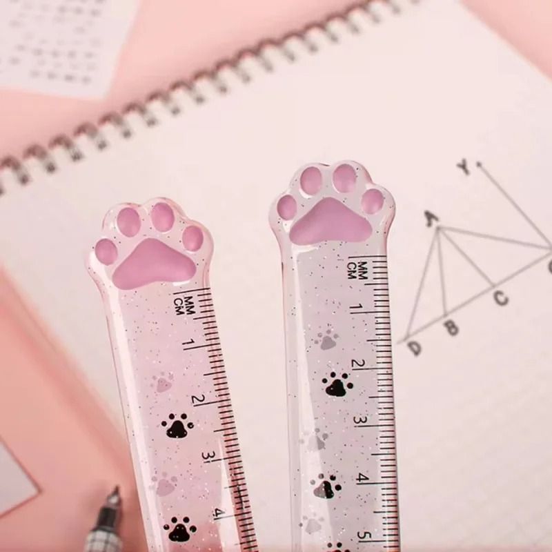 Cute Cat Paw Design 15cm Straight Ruler – Kawaii Measuring & Drawing Tool for School and Office