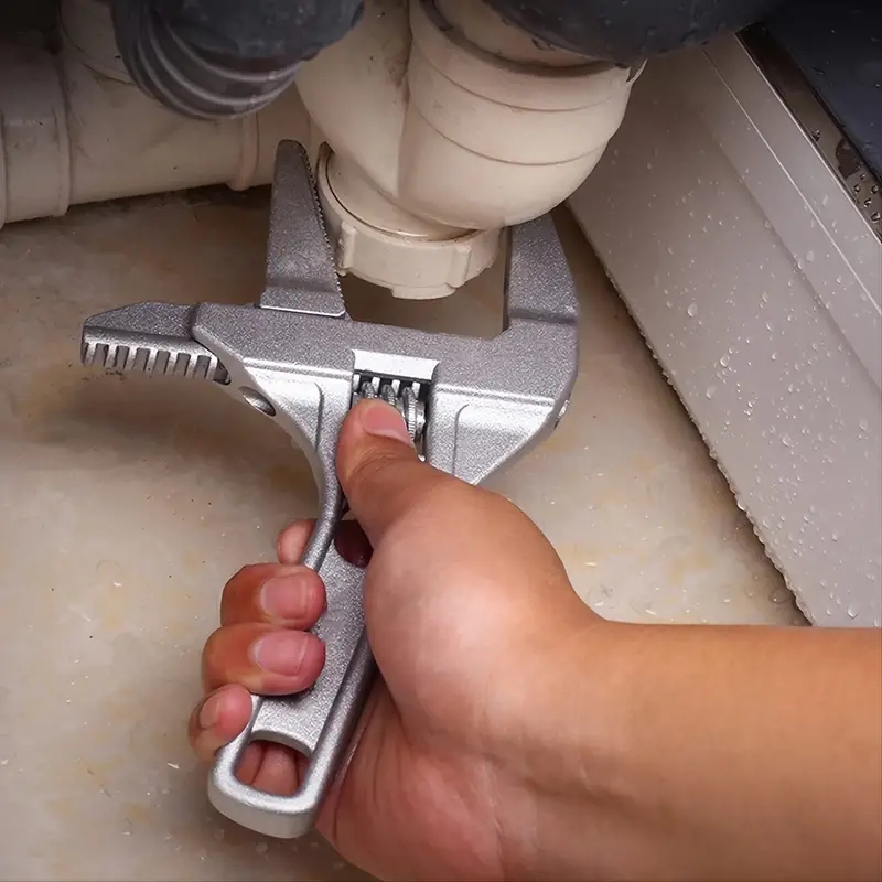 Multifunctional Aluminum Spanner, Mini Adjustable Bathroom Wrench, Strong Clamping Large Open End Tool for Bathroom Repa