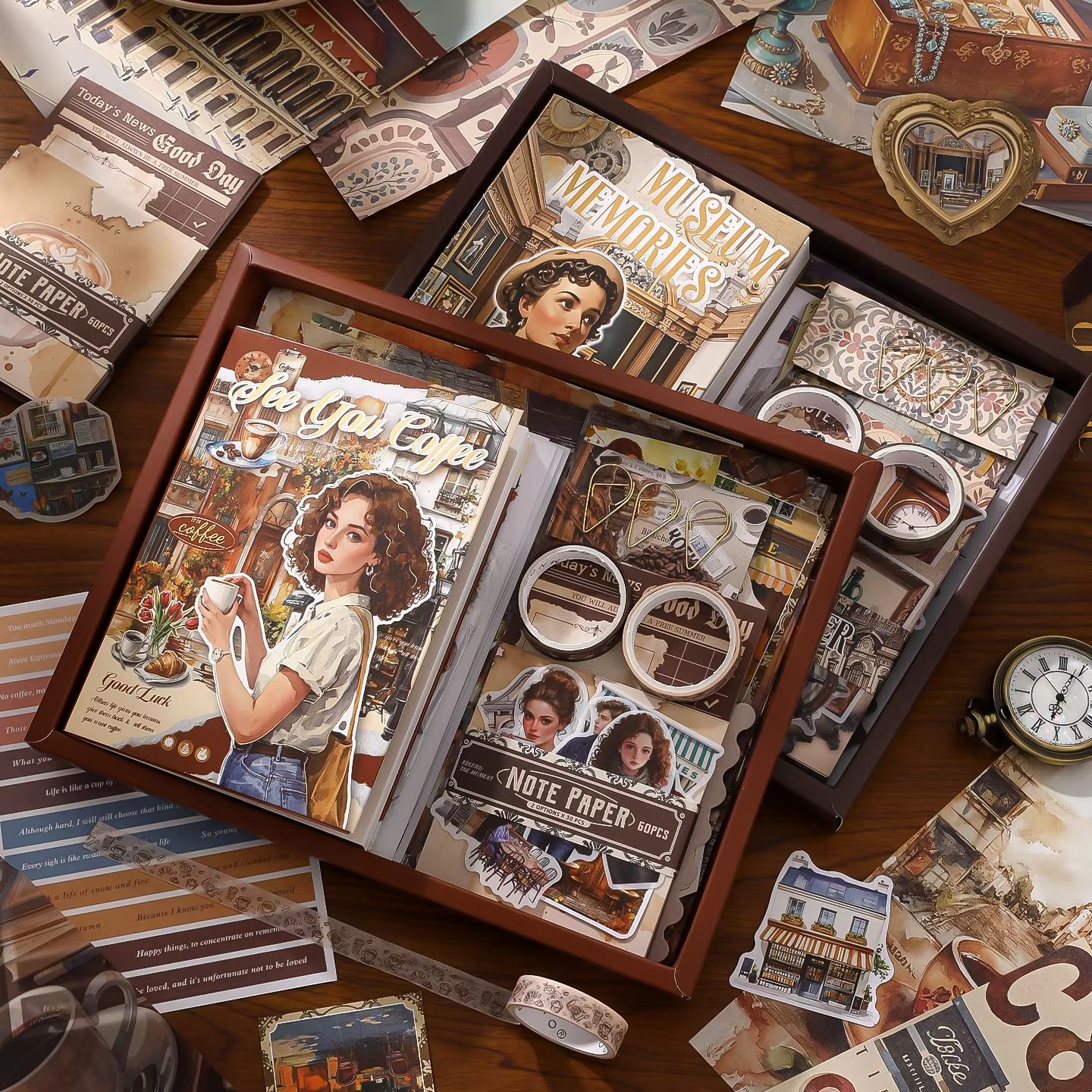 Vintage Scrapbook & Planner Decoration Kit – 147-Piece Creative Collage Materials in Gift Box