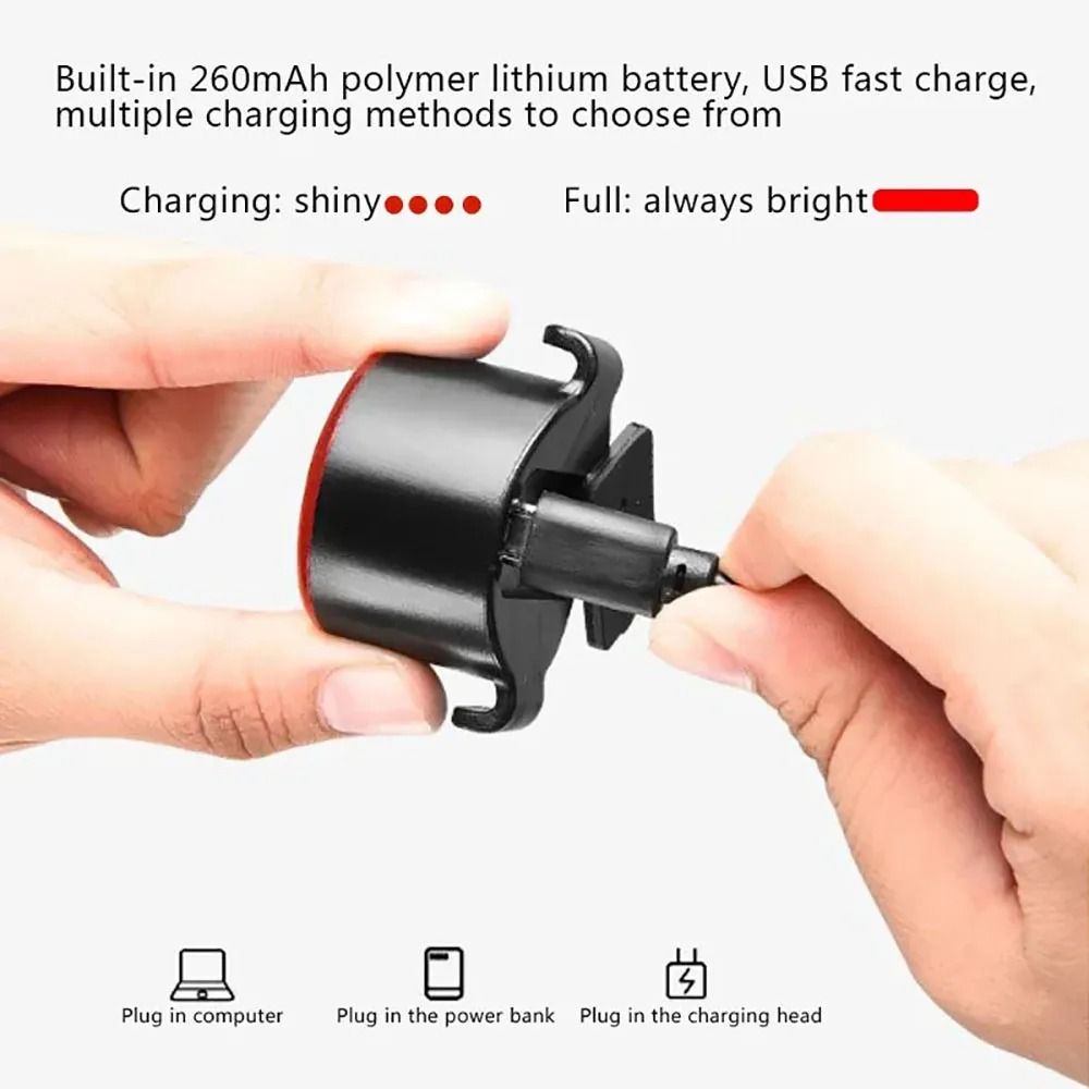 Increase your visibility and safety during night rides with this rechargeable bike light set featuring both front and re